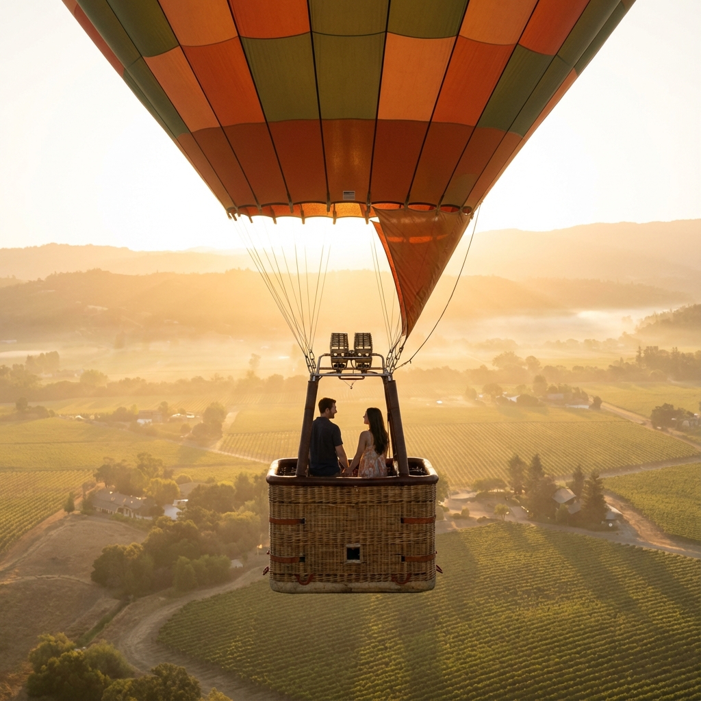 Hot air balloon over Napa Valley